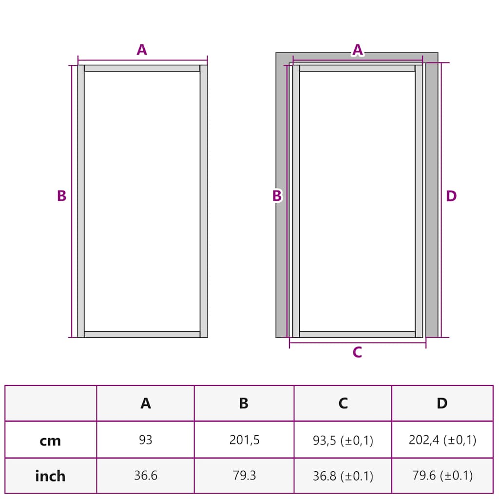 dør 93x201,5 cm sikkerhedsglas og aluminium hvid