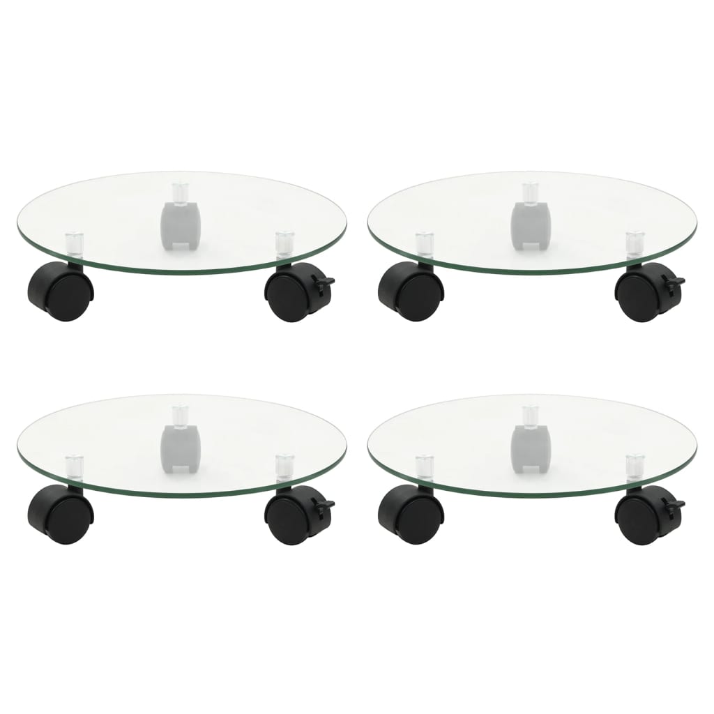plantevogne 4 stk. 28 cm rund hærdet glas billede