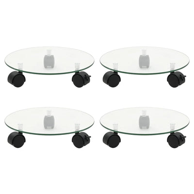 plantevogne 4 stk. 28 cm rund hærdet glas
