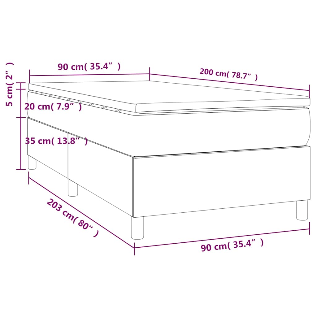 kontinentalseng med madras 90x200 cm stof cremefarvet