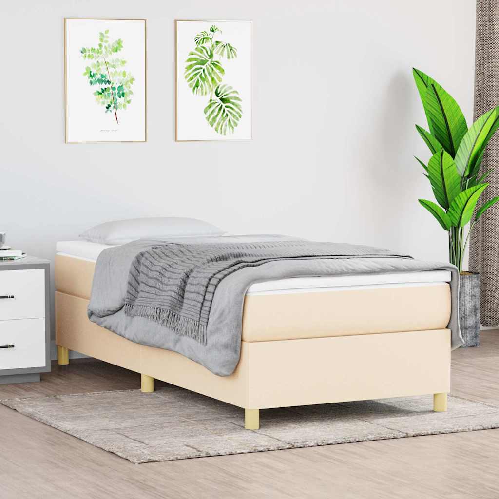 kontinentalseng med madras 90x200 cm stof cremefarvet