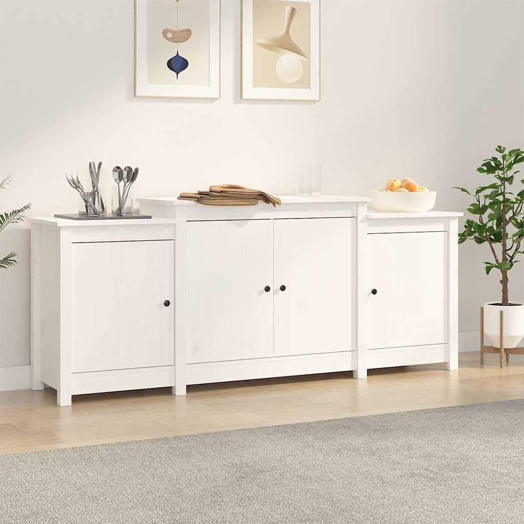 skænk 164x37x68 cm massivt fyrretræ hvid