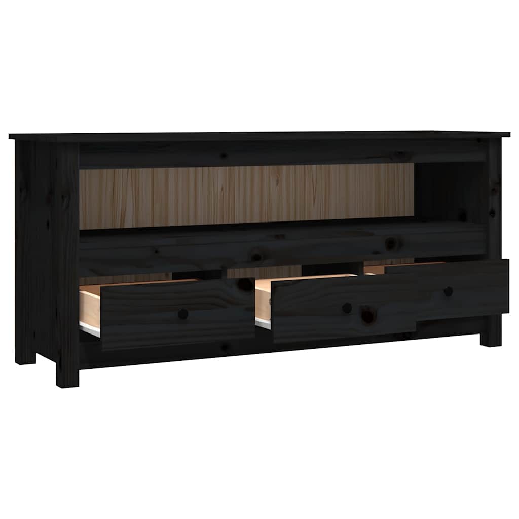 tv-bord 114x35x52 cm massivt fyrretræ sort