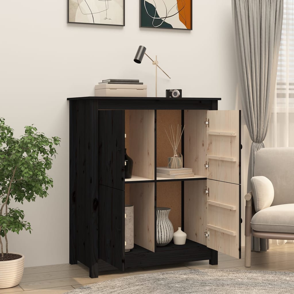skænk 83x41,5x100 cm massivt fyrretræ sort