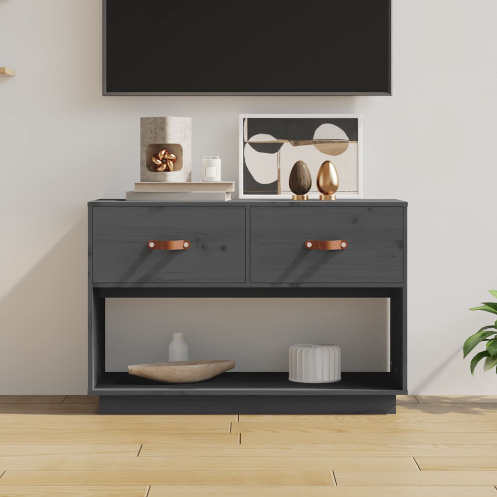 tv-bord 90x40x60 cm massivt fyrretræ grå