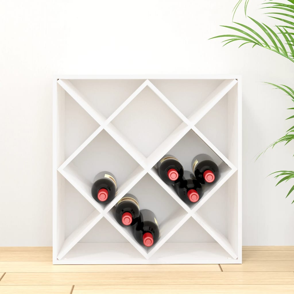 vinreol 62x25x62 cm massivt fyrretræ hvid