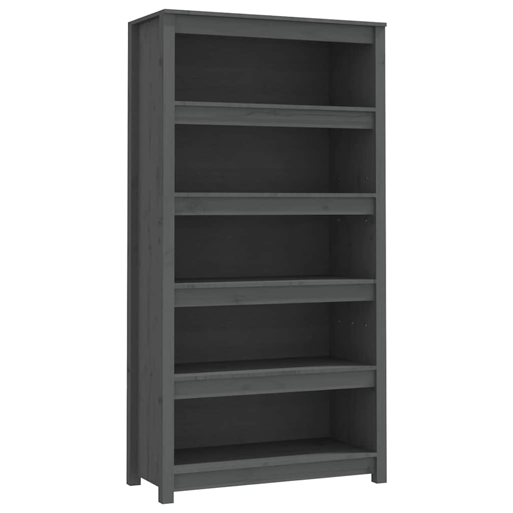 bogreol 80x35x154 cm massivt fyrretræ grå