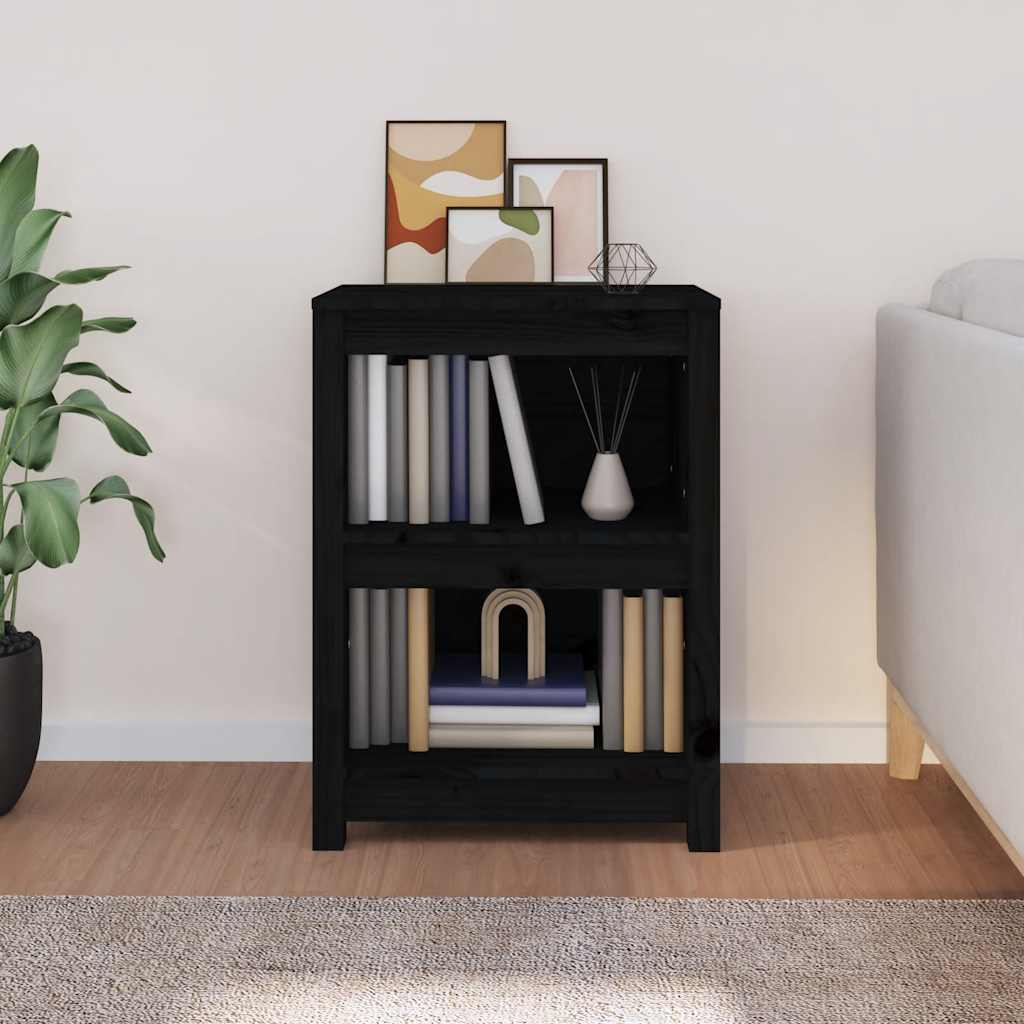 bogreol 50x35x68 cm massivt fyrretræ sort