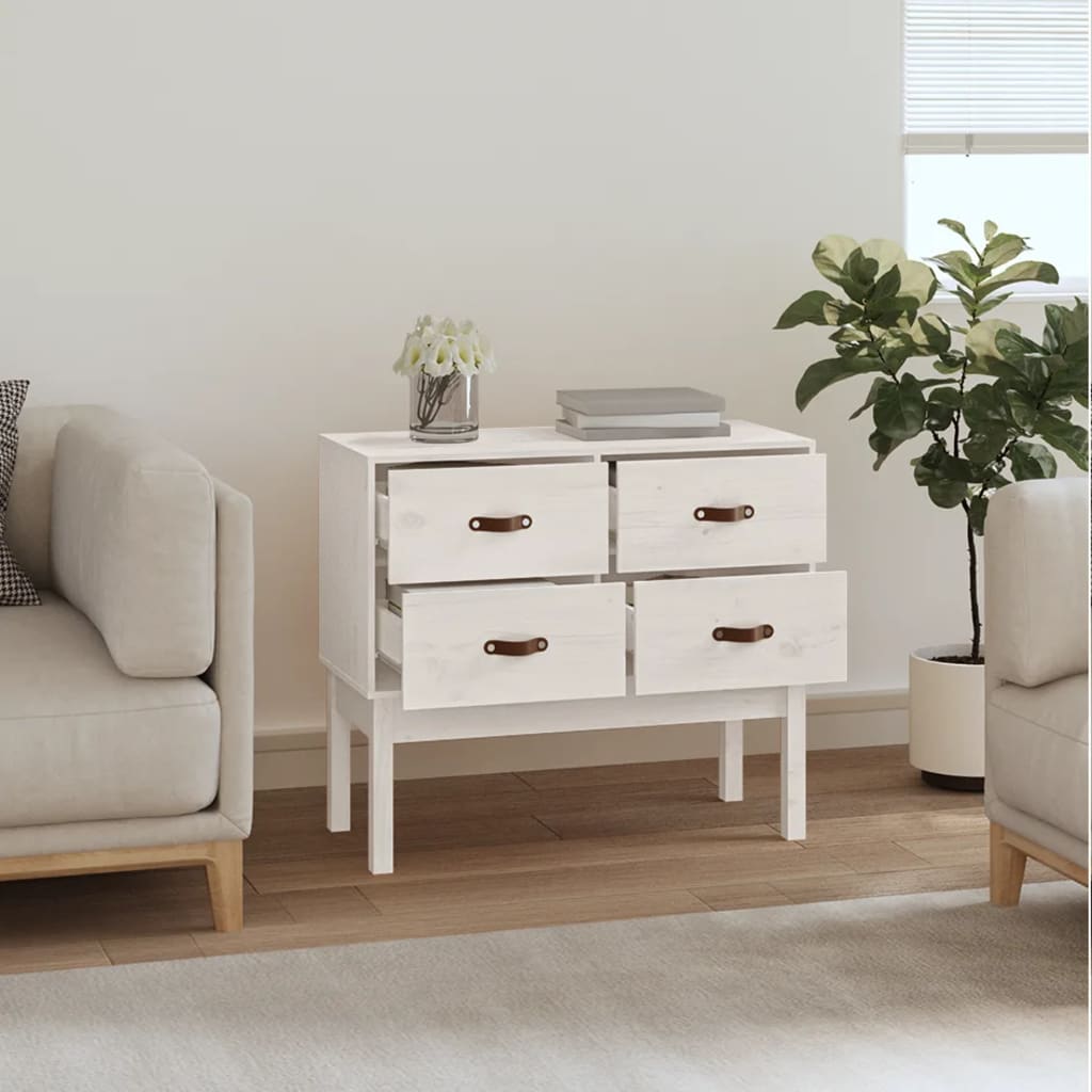 konsolskab 90x40x78 cm massivt fyrretræ hvid