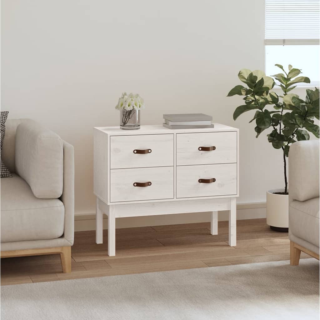 konsolskab 90x40x78 cm massivt fyrretræ hvid