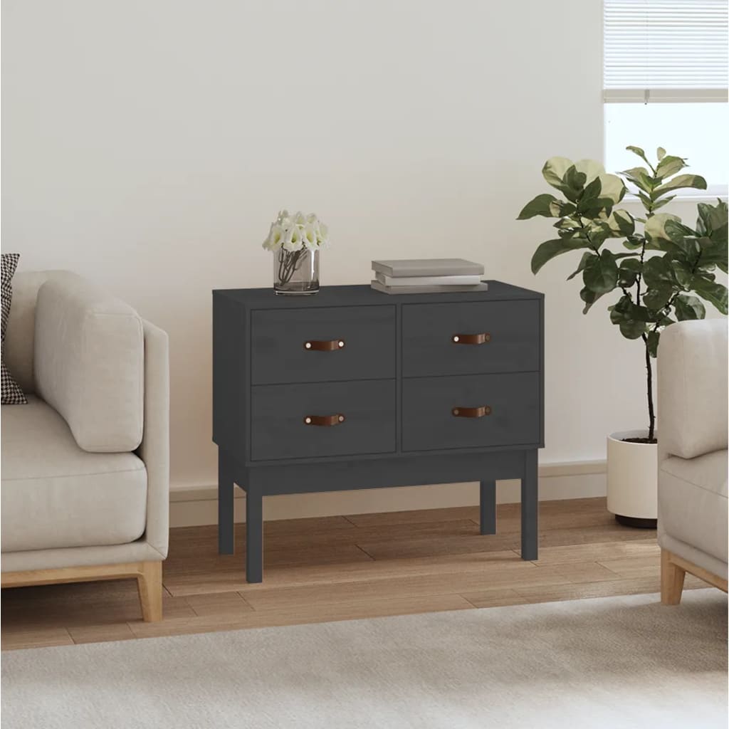 konsolskab 90x40x78 cm massivt fyrretræ grå