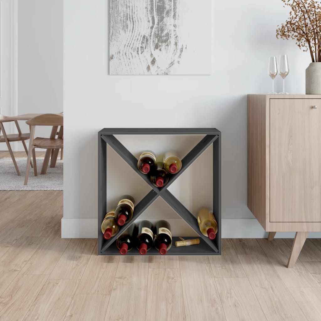 vinreol 62x25x62 cm massivt fyrretræ grå
