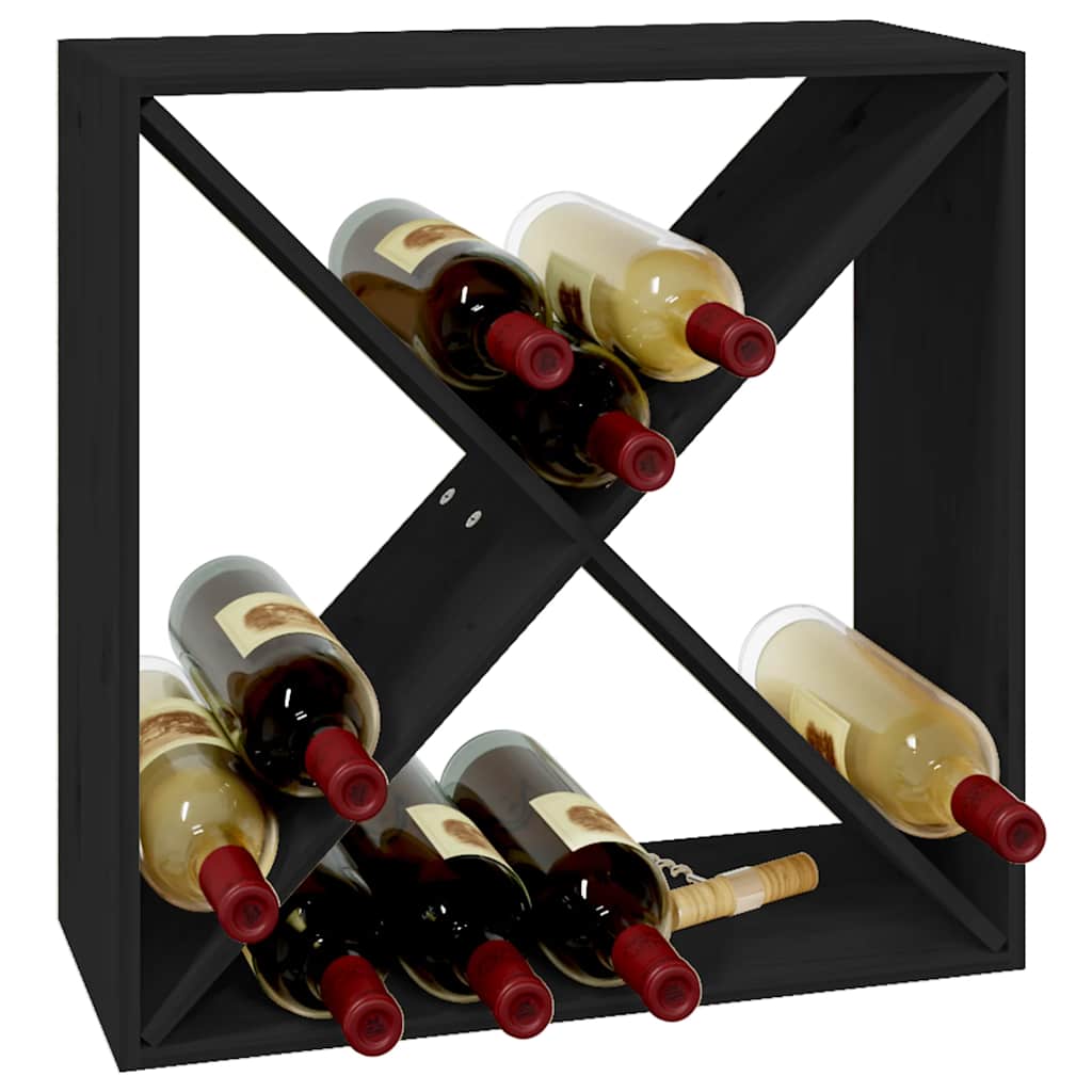 vinreol 62x25x62 cm massivt fyrretræ sort