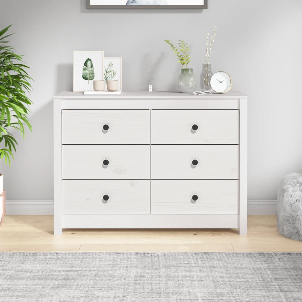 kommode 100x40x72 cm massivt fyrretræ hvid