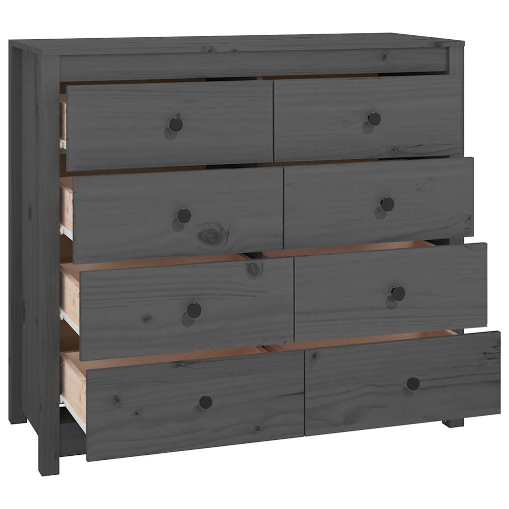 kommode 100x40x90 cm massivt fyrretræ grå