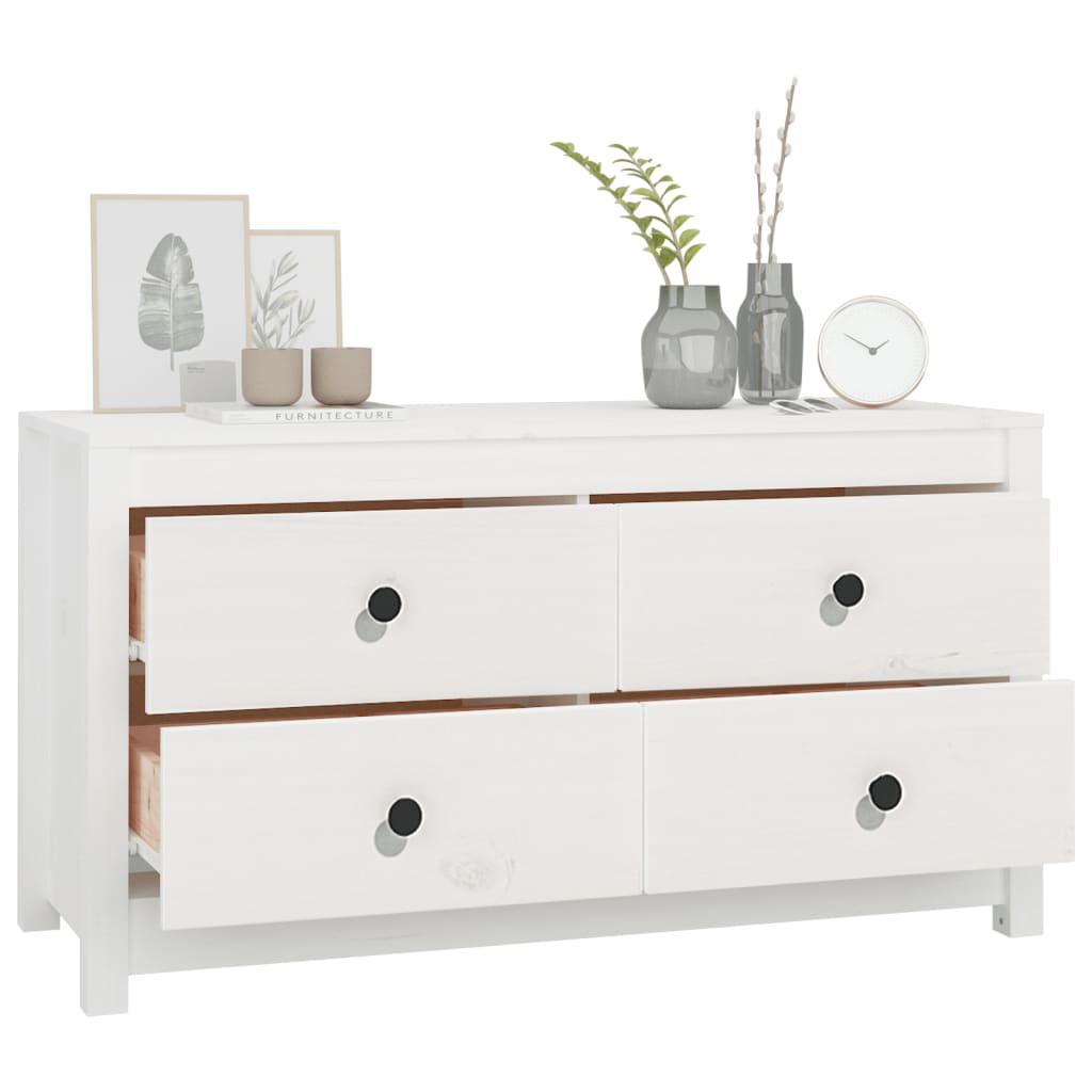 kommode 100x40x54 cm massivt fyrretræ hvid
