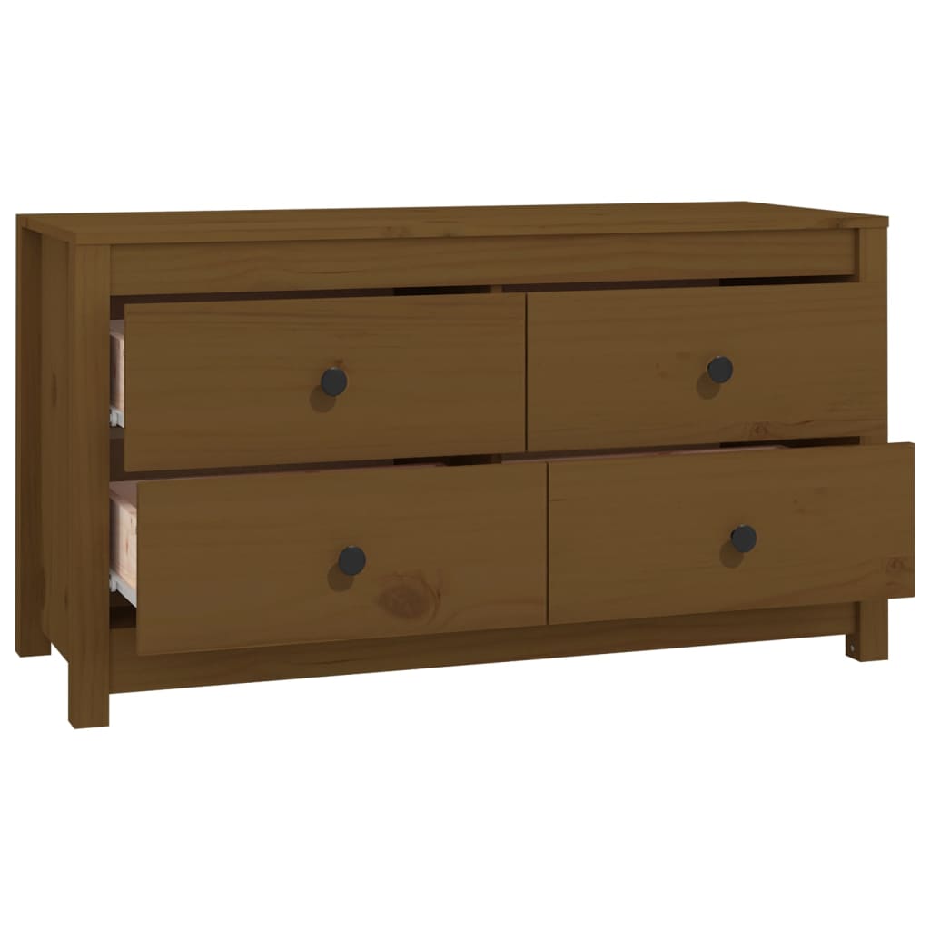 sideskab 100x40x54 cm massivt fyrretræ gyldenbrun