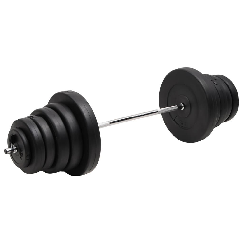 vægtstang med skiver 90 kg billede