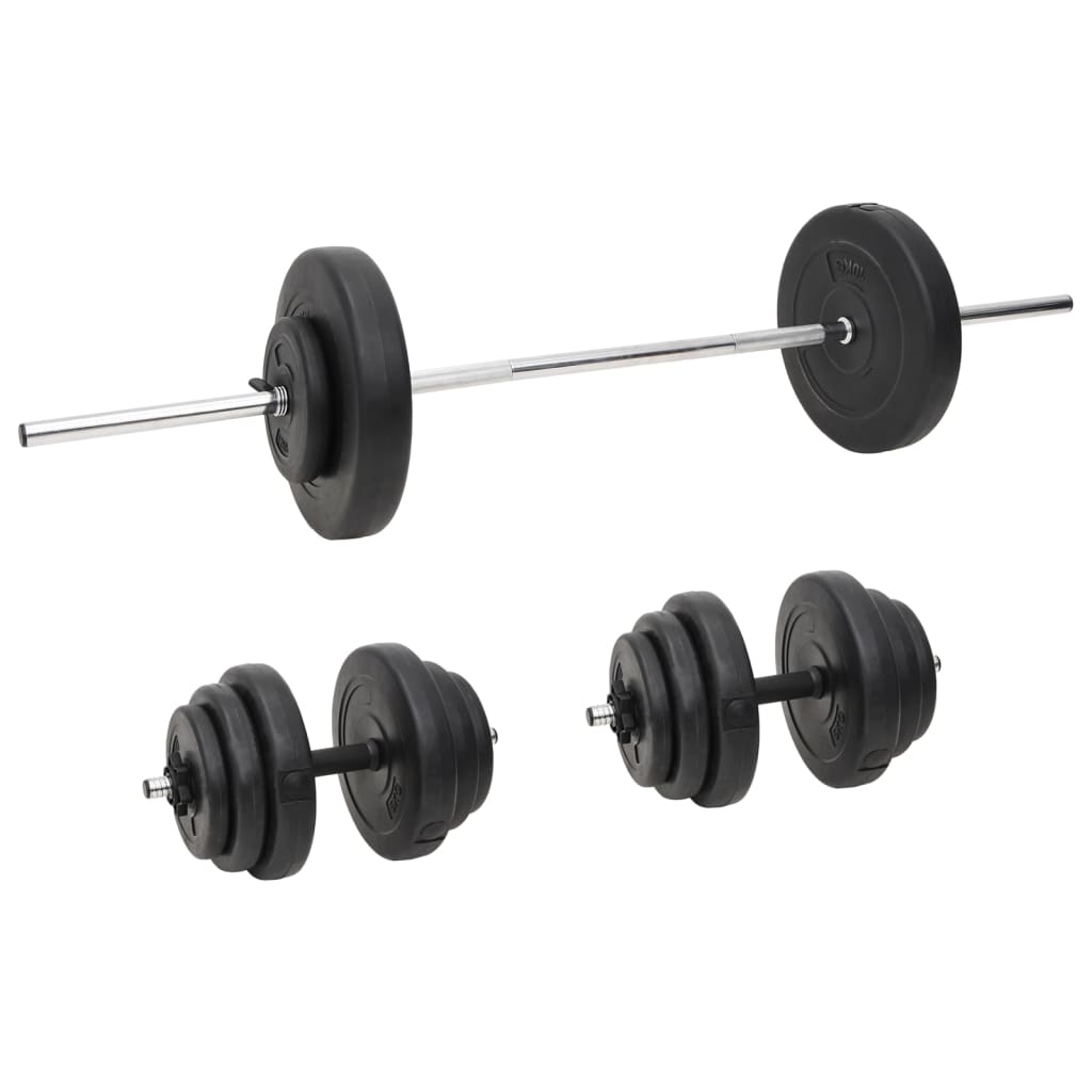 vægtstang og håndvægt med skiver 60 kg billede