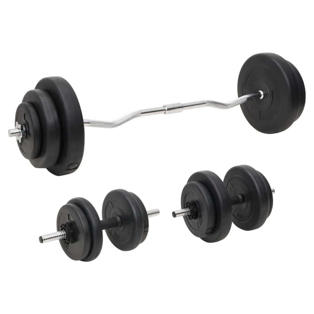vægtstang og håndvægt med skiver 60 kg billede