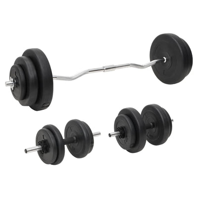 vægtstang og håndvægt med skiver 60 kg