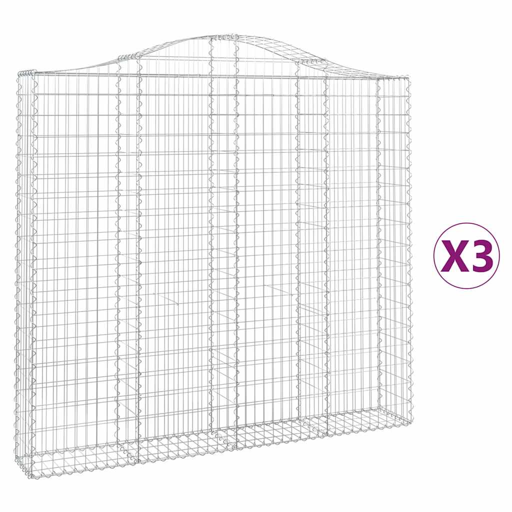 buede gabionkurve 3 stk. 200x30x180/200 cm galvaniseret jern