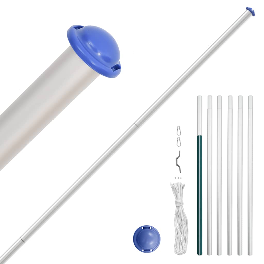 Storbritannien flag og flagstang 6,08 m aluminium