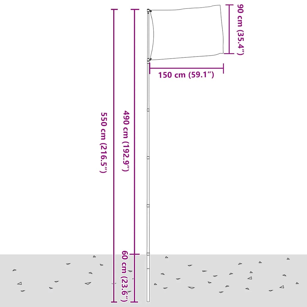 Tyskland flag og flagstang 5,5 m aluminium