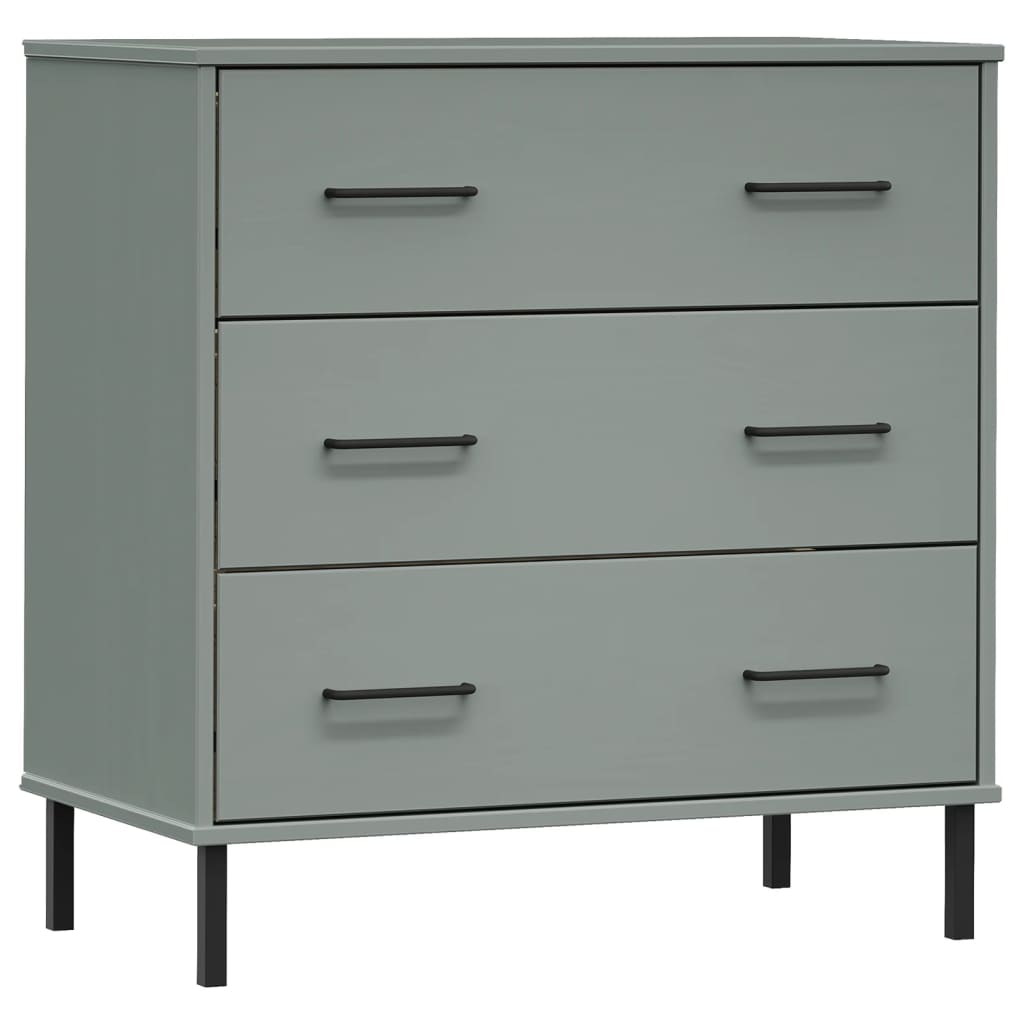 skænk med 3 skuffer OSLO 77x40x79,5 cm massivt træ grå