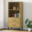 bogreol med 2 skuffer OSLO 60x35x128,5 cm massivt træ brun
