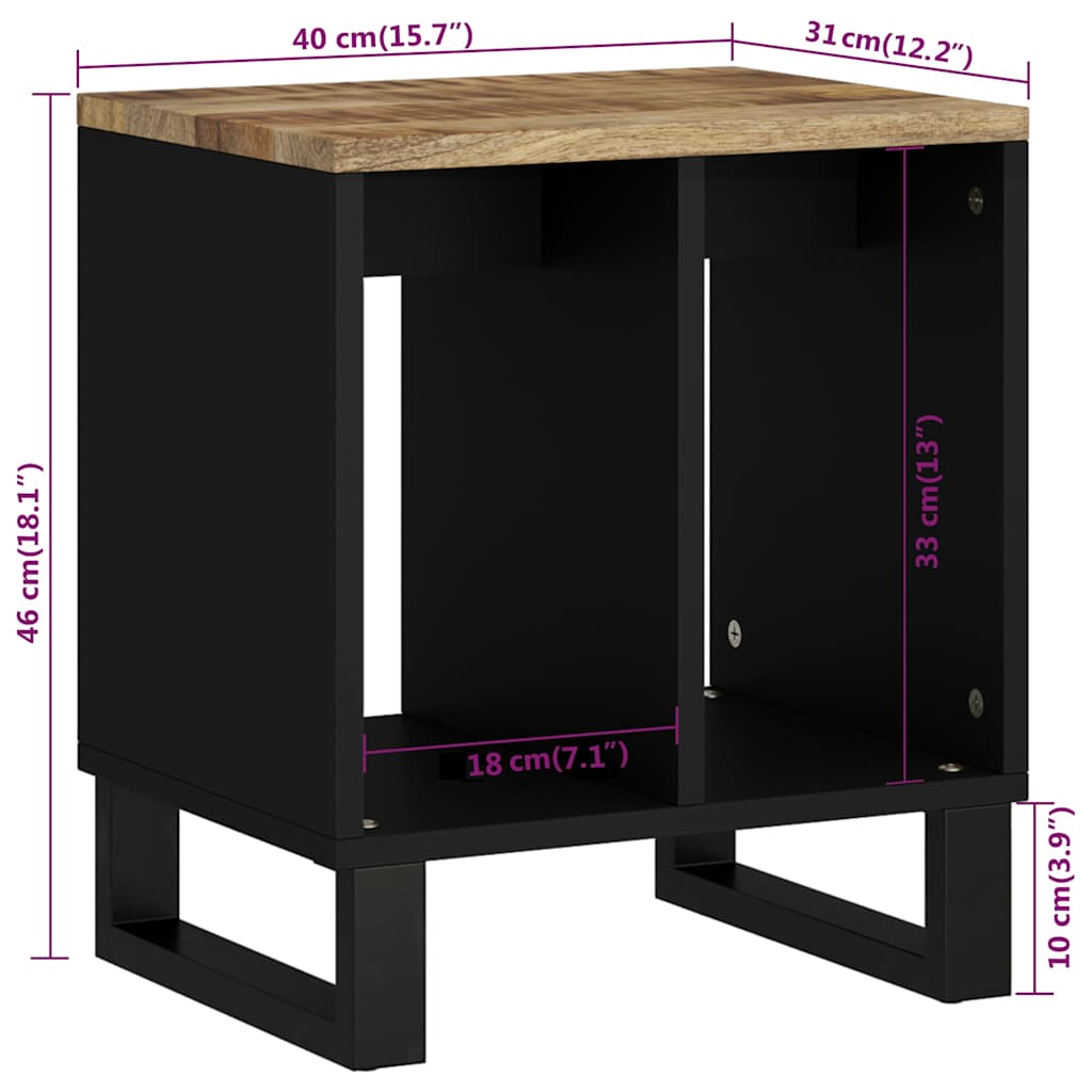 sidebord 40x31x46 cm massivt mangotræ og konstrueret træ
