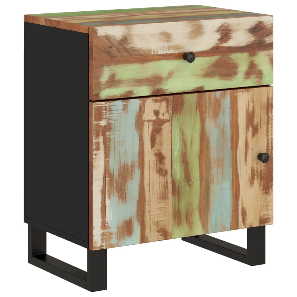 sengebord 50x33x60 cm massivt genbrugstræ og konstrueret træ