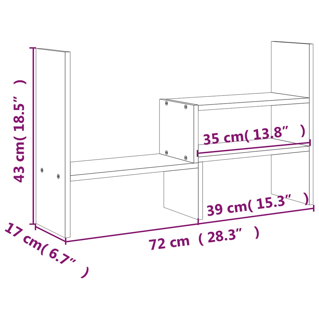skærmholder (39-72)x17x43 cm massivt fyrretræ
