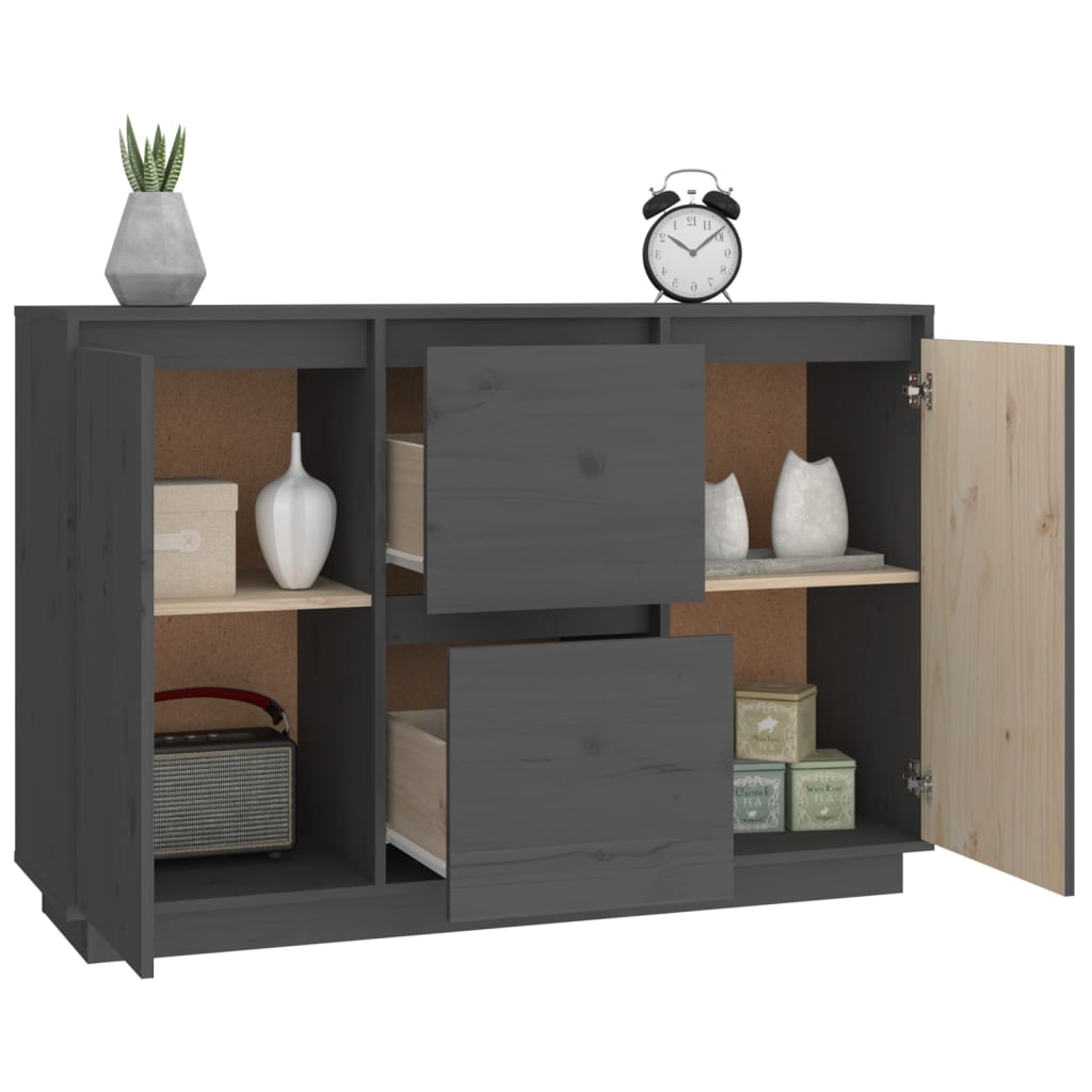 skænk 111x34x75 cm massivt fyrretræ grå