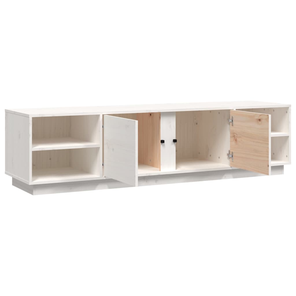 tv-bord 156x40x40 cm massivt fyrretræ hvid