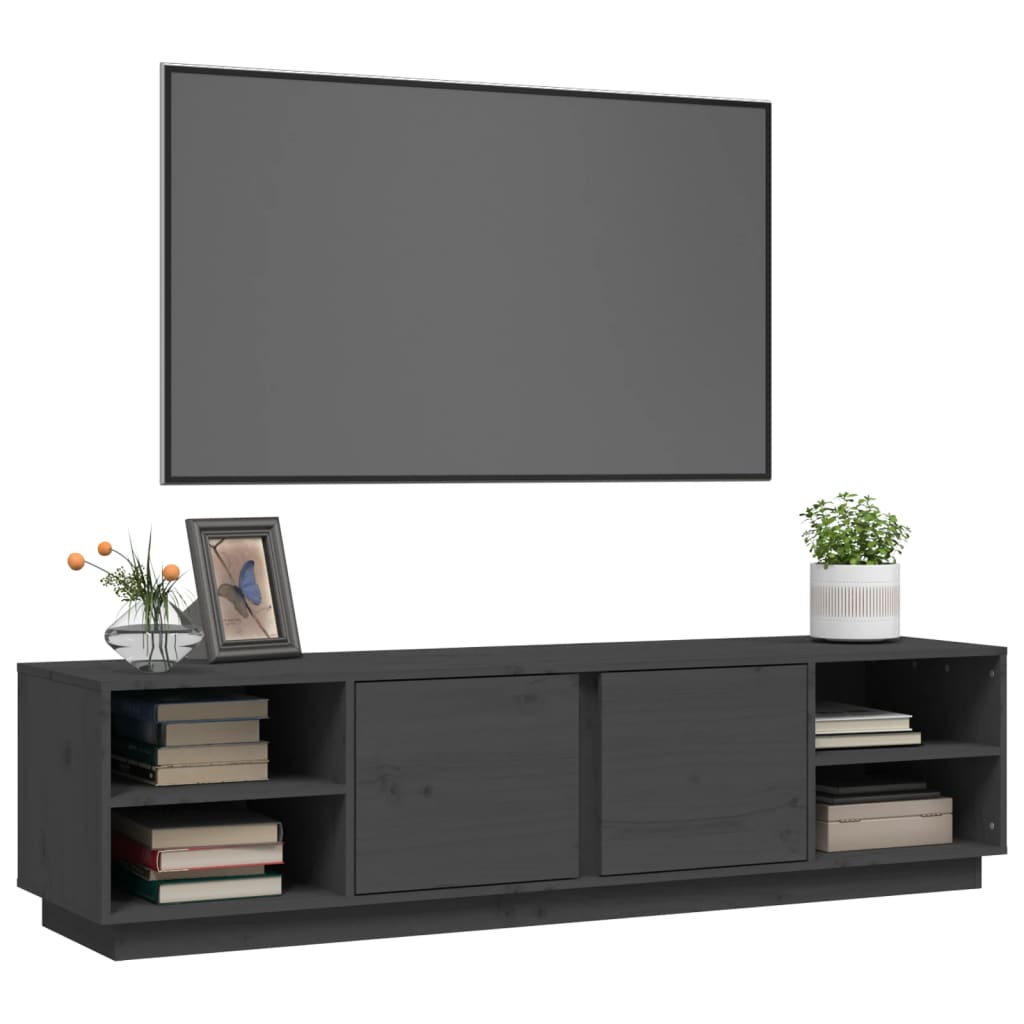 tv-bord 156x40x40 cm massivt fyrretræ grå