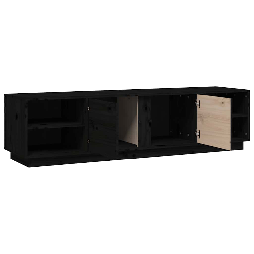 tv-bord 156x40x40 cm massivt fyrretræ sort