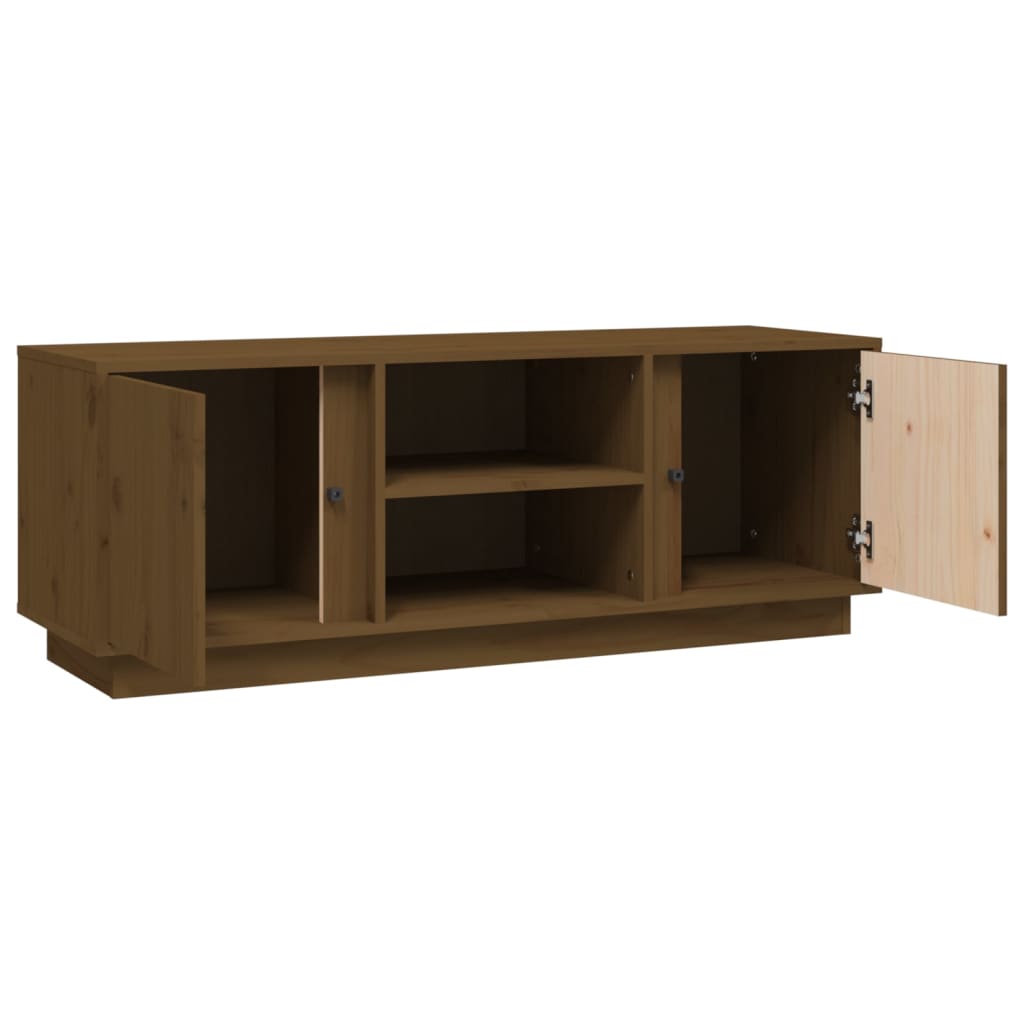 tv-bord 110x35x40,5 cm massivt fyrretræ gyldenbrun