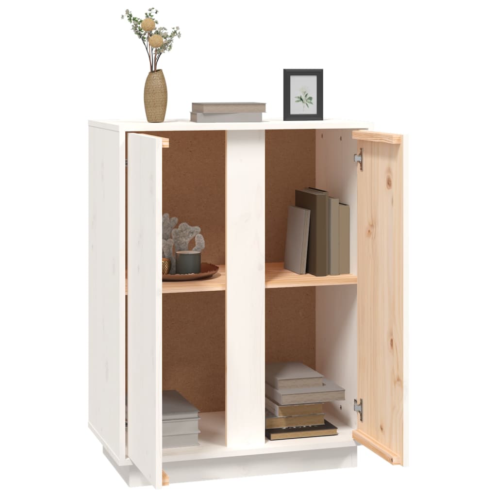 skænk 60x35x80 cm massivt fyrretræ hvid