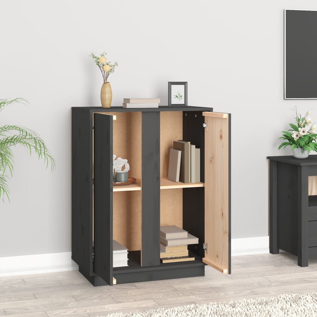 skænk 60x35x80 cm massivt fyrretræ grå