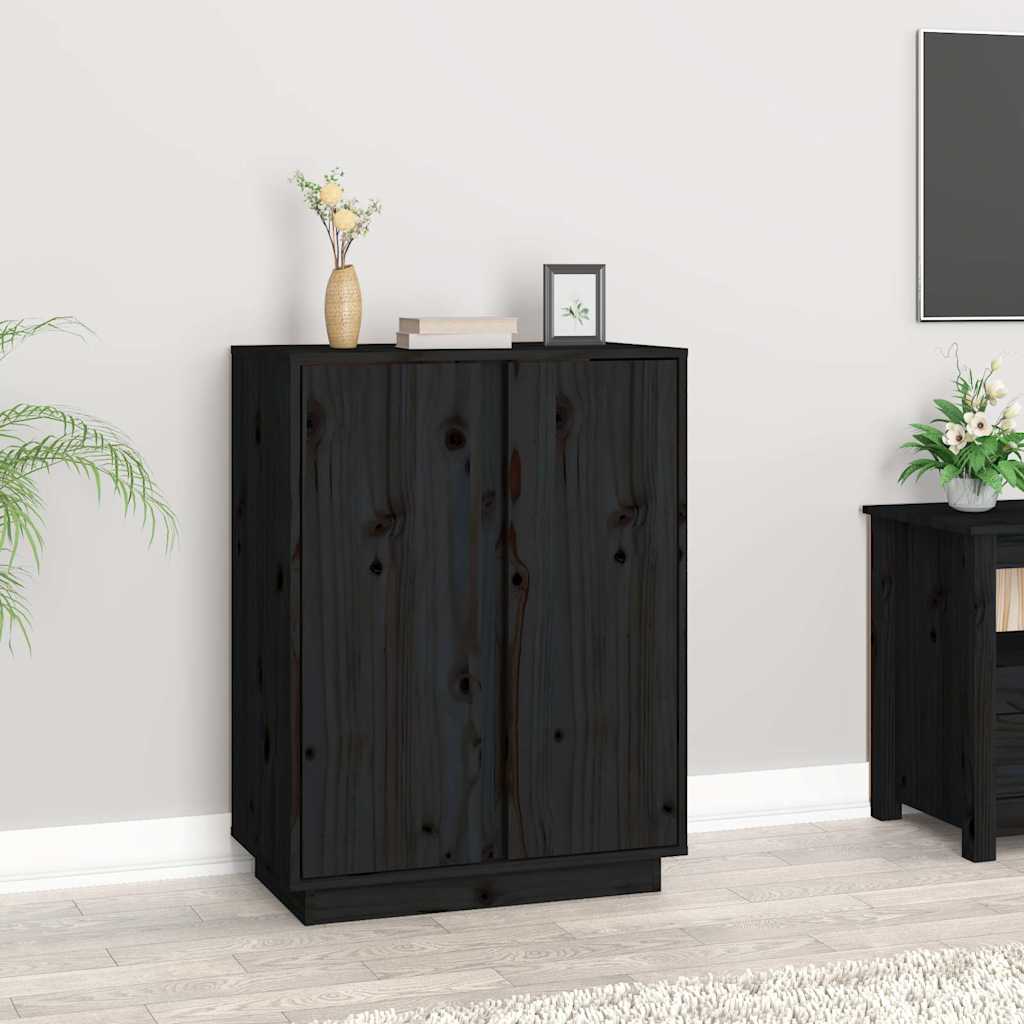 skænk 60x35x80 cm massivt fyrretræ sort