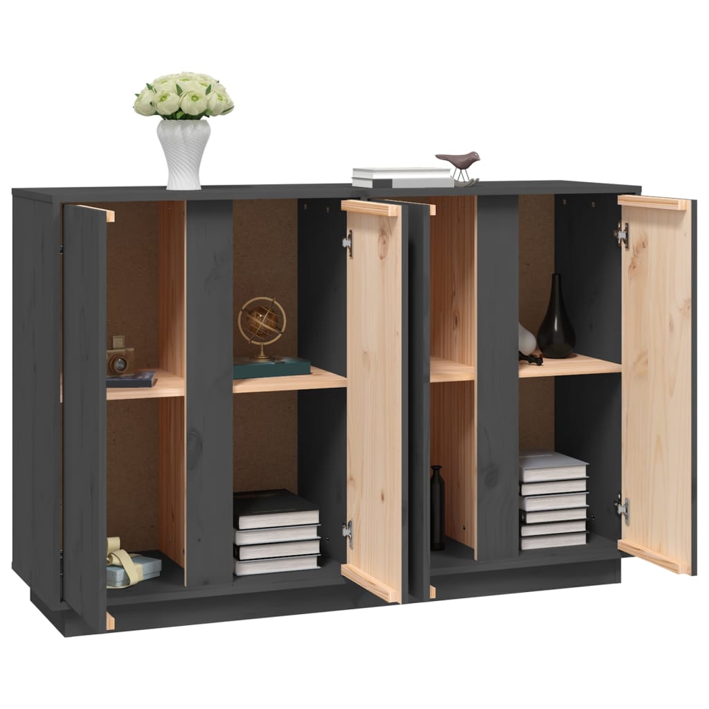 skænk 120x35x80 cm massivt fyrretræ grå