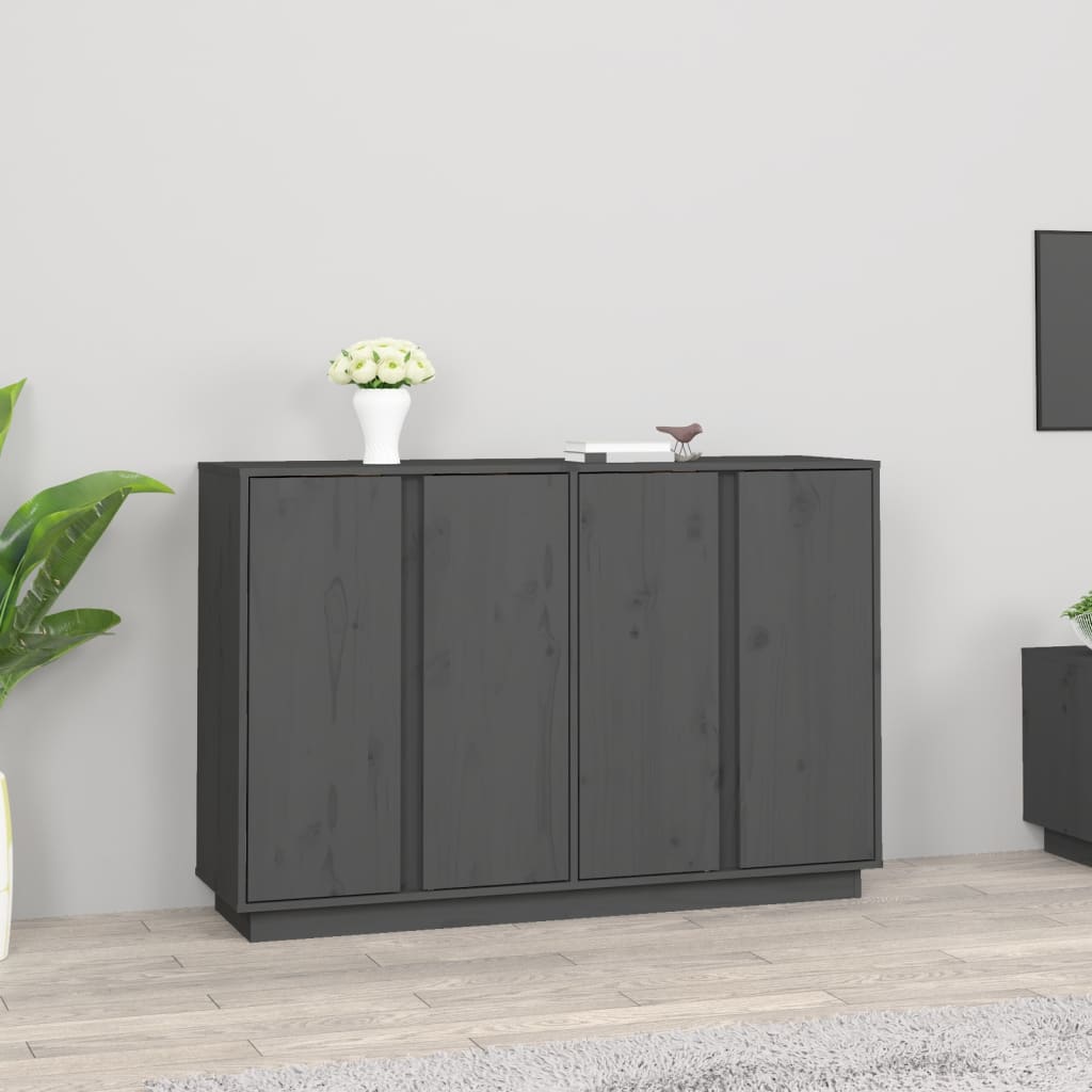 skænk 120x35x80 cm massivt fyrretræ grå