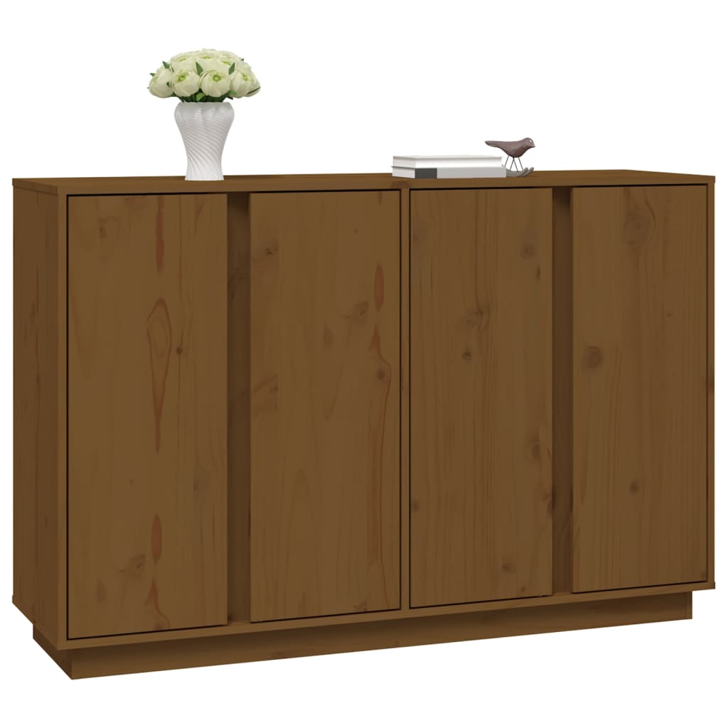 skænk 120x35x80 cm massivt fyrretræ gyldenbrun