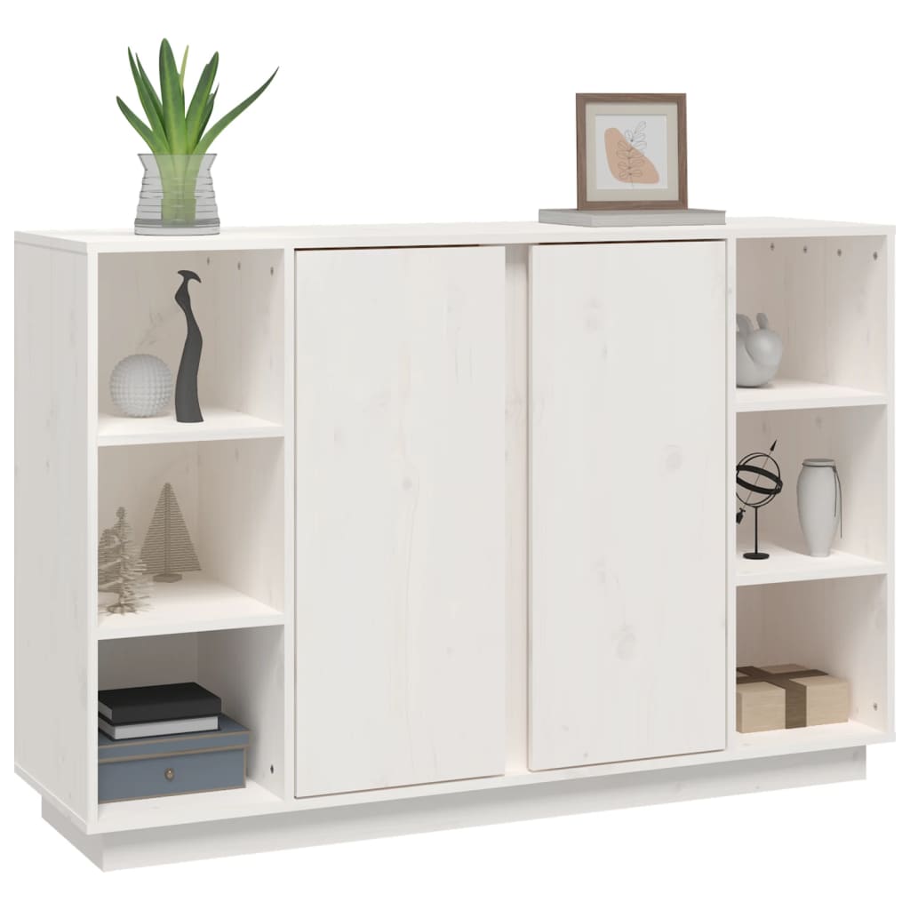 skænk 120x35x80 cm massivt fyrretræ hvid