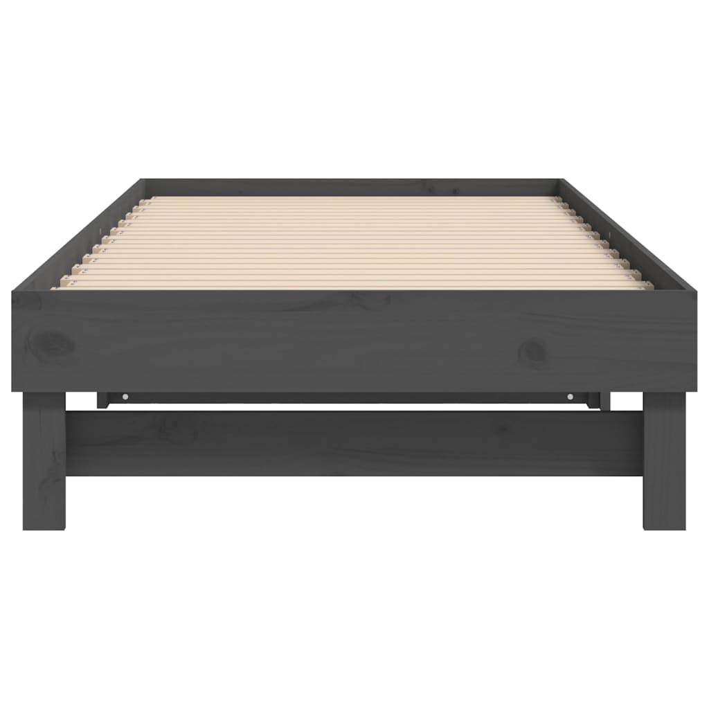 daybed med udtræk 2x(90x190) cm massivt fyrretræ grå