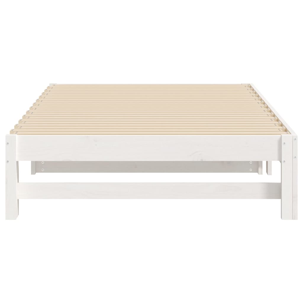 daybed med udtræk 2x(100x200) cm massivt fyrretræ hvid
