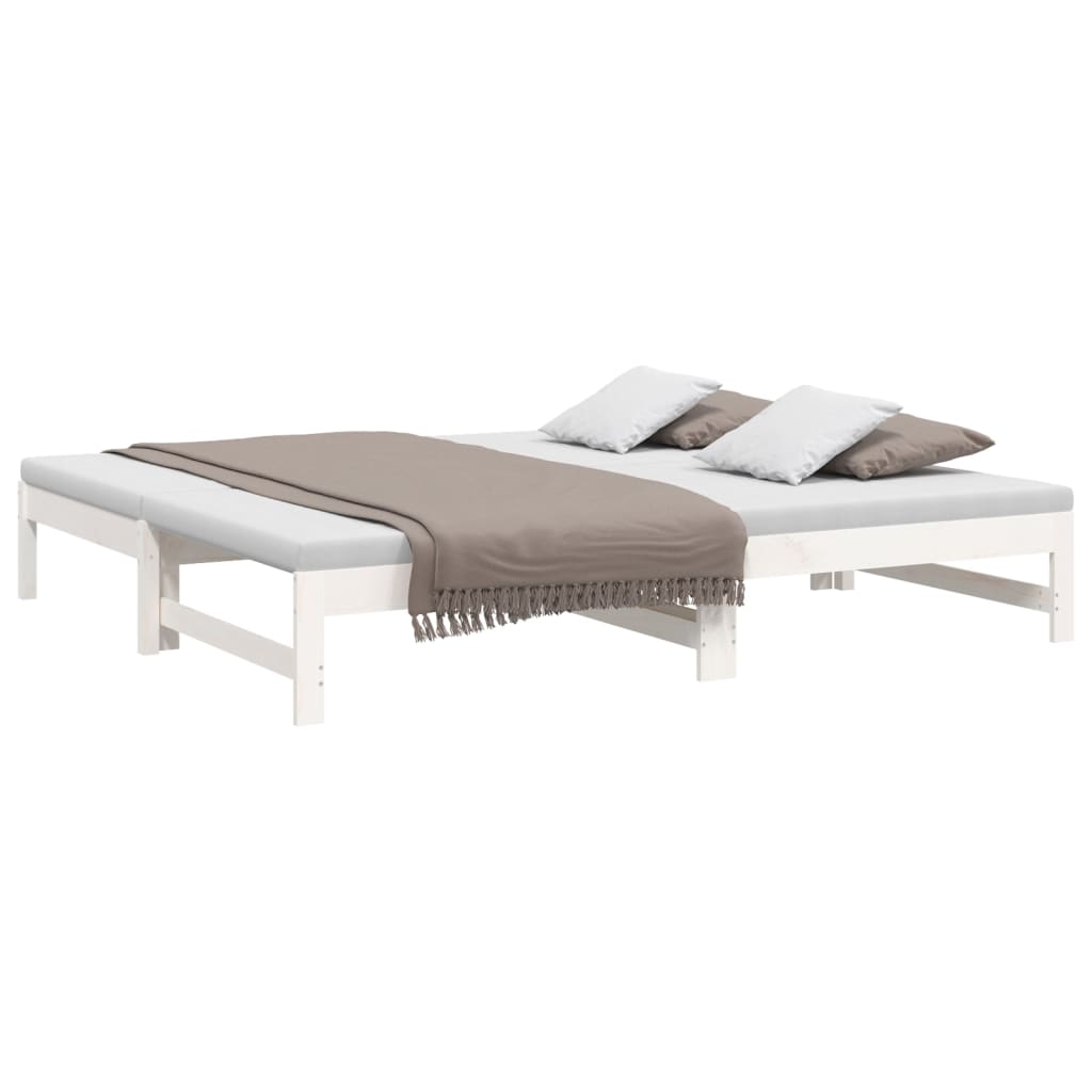 daybed med udtræk 2x(75x190) cm massivt fyrretræ hvid