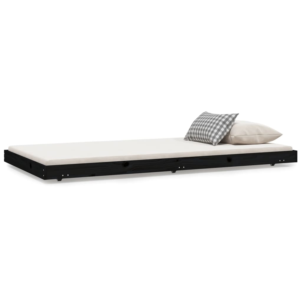 sengeramme 100x200 cm massivt fyrretræ sort