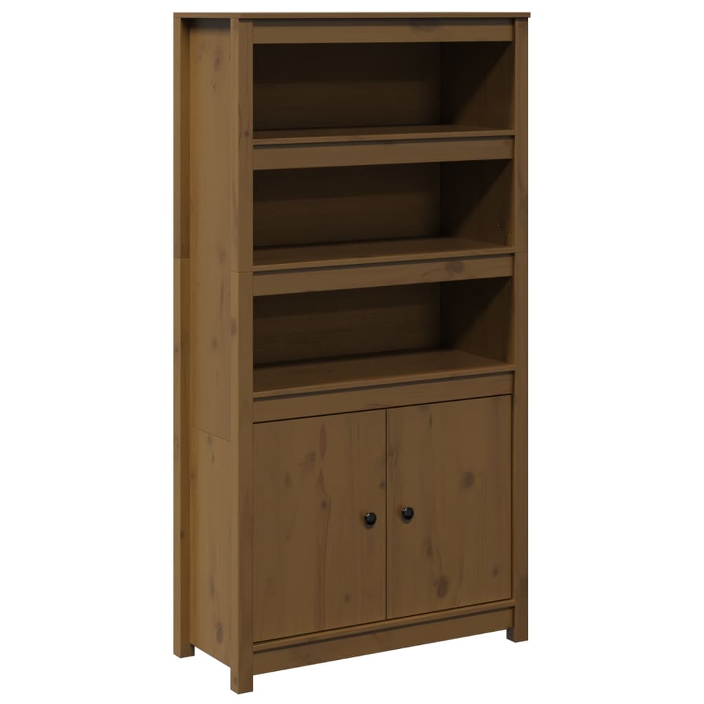 skab 80x35x154 cm massivt fyrretræ gyldenbrun